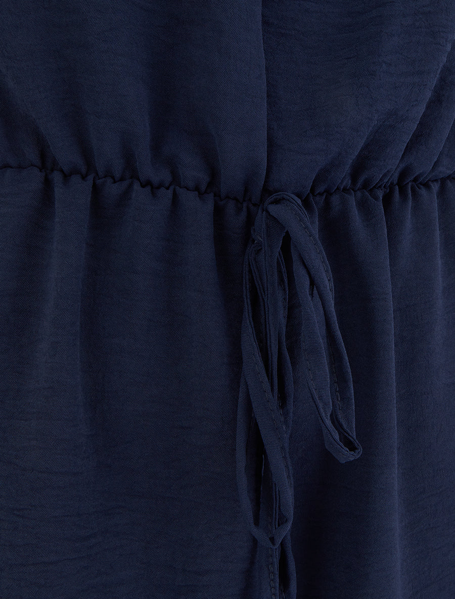 Effen jumpsuit met elastische tailleband - Marine - Image 3