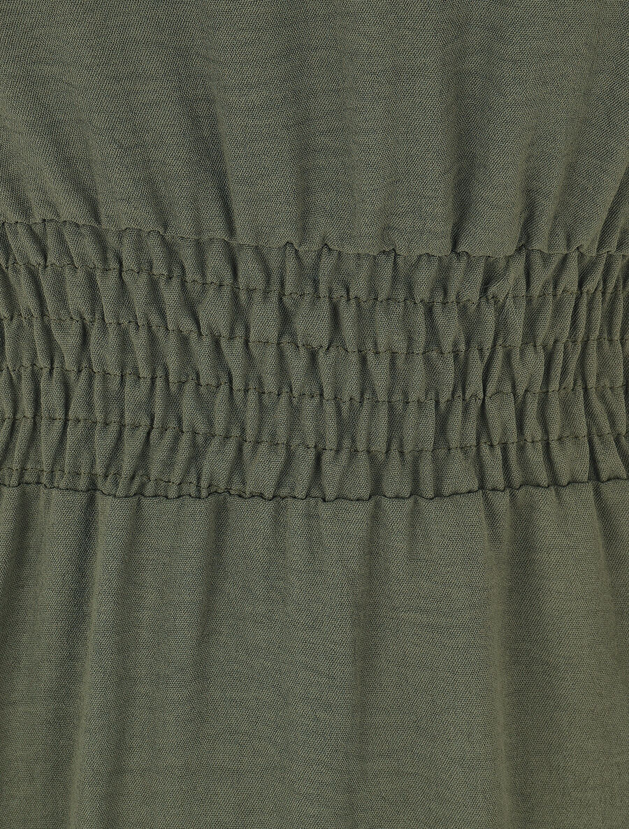 Effen jurk met elastiek - Kakigroen - Image 3