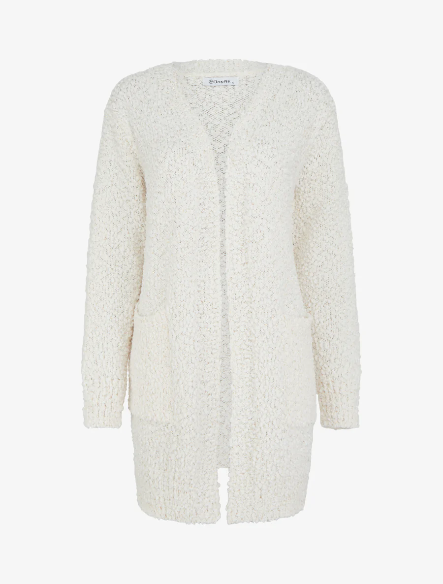 Effen lang vest met pailletten - Wit