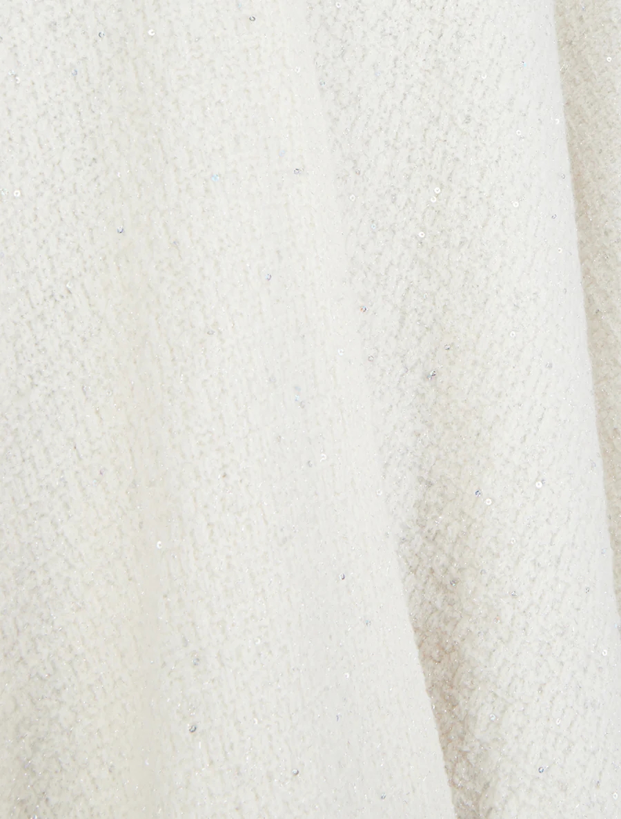 Effen lange poncho met pailletten - Wit - Image 3