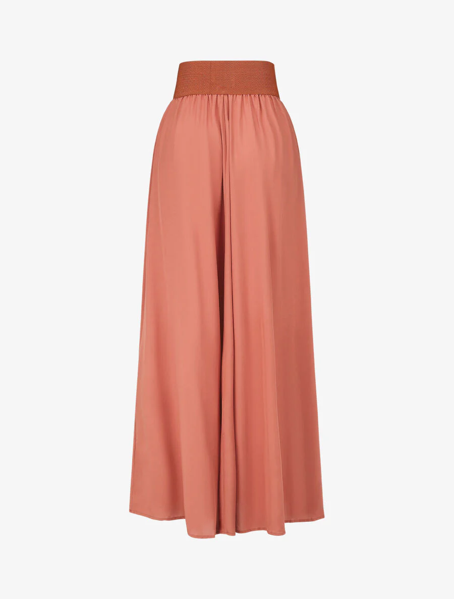 Effen lange rok met elastische tailleband - Koraal - Image 2