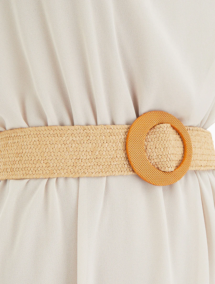 Effen midirok met een zwierige snit - Beige - Image 3