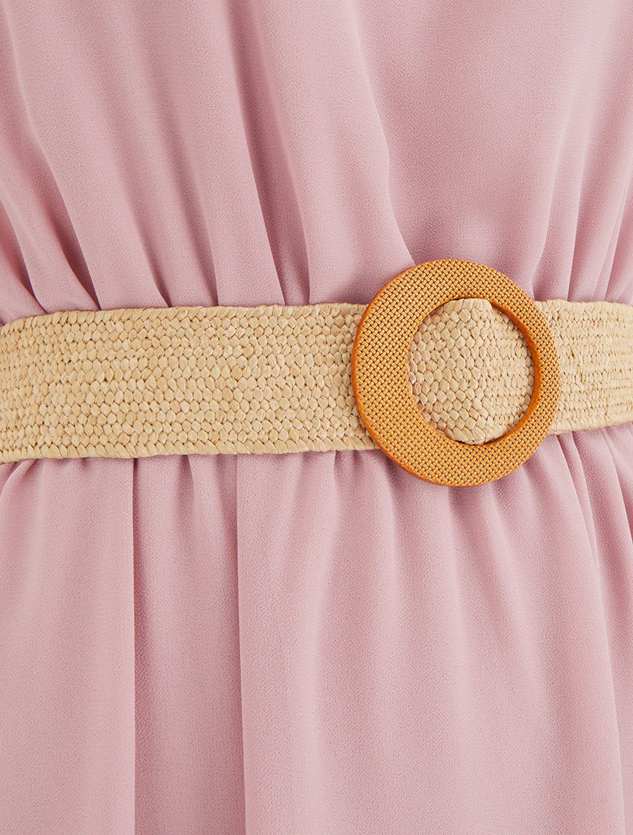 Effen midirok met een zwierige snit - Roos - Image 3