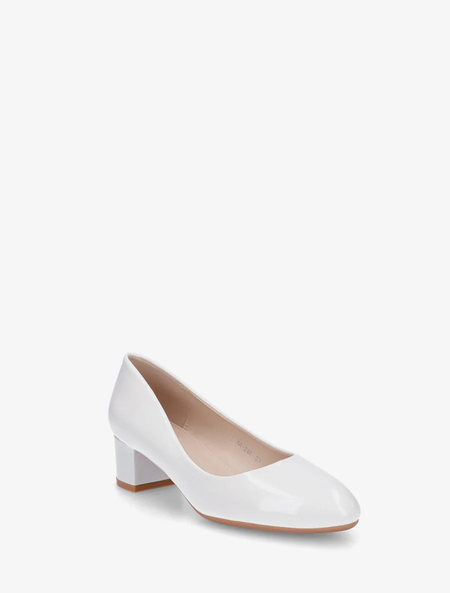 Effen pumps met blokhak - Wit - Image 2