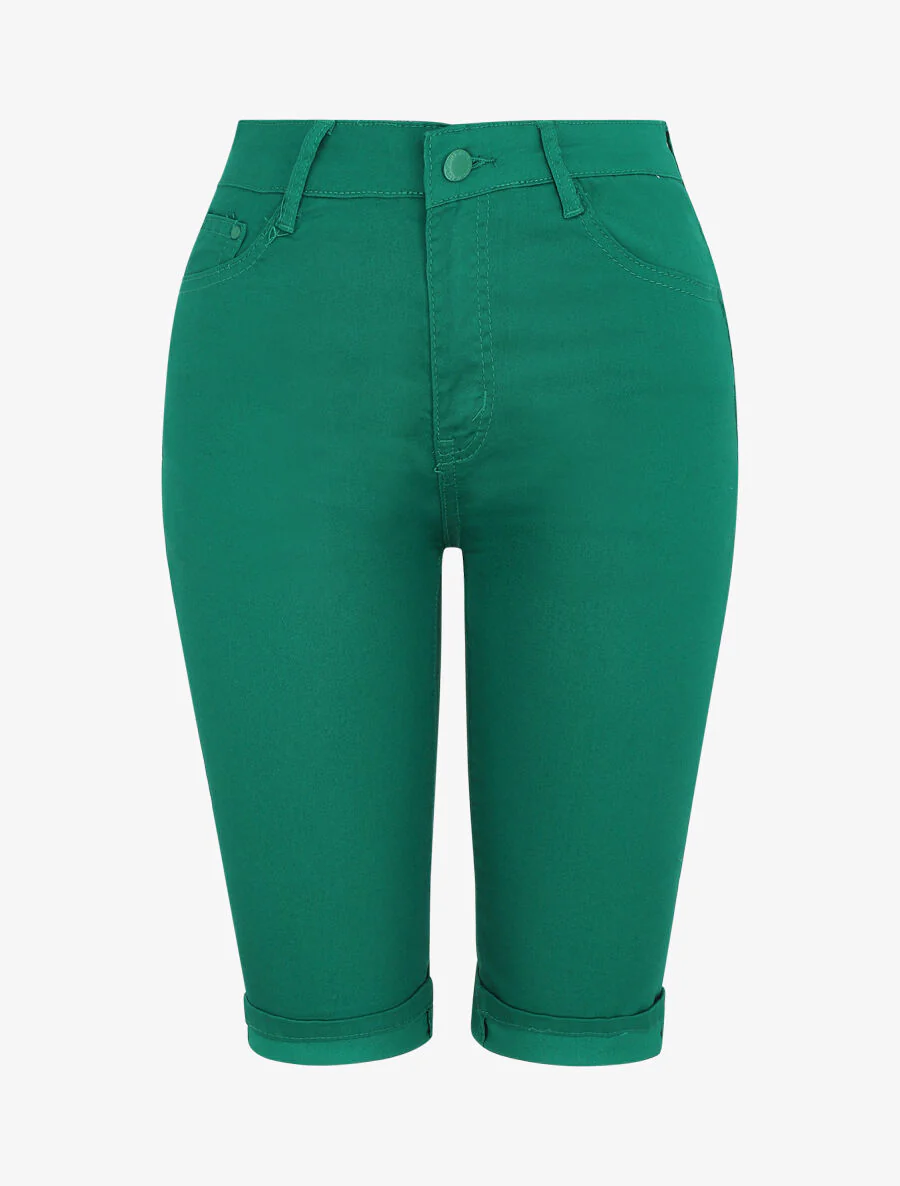 Effen push-up bermuda shorts met zoom - Groen