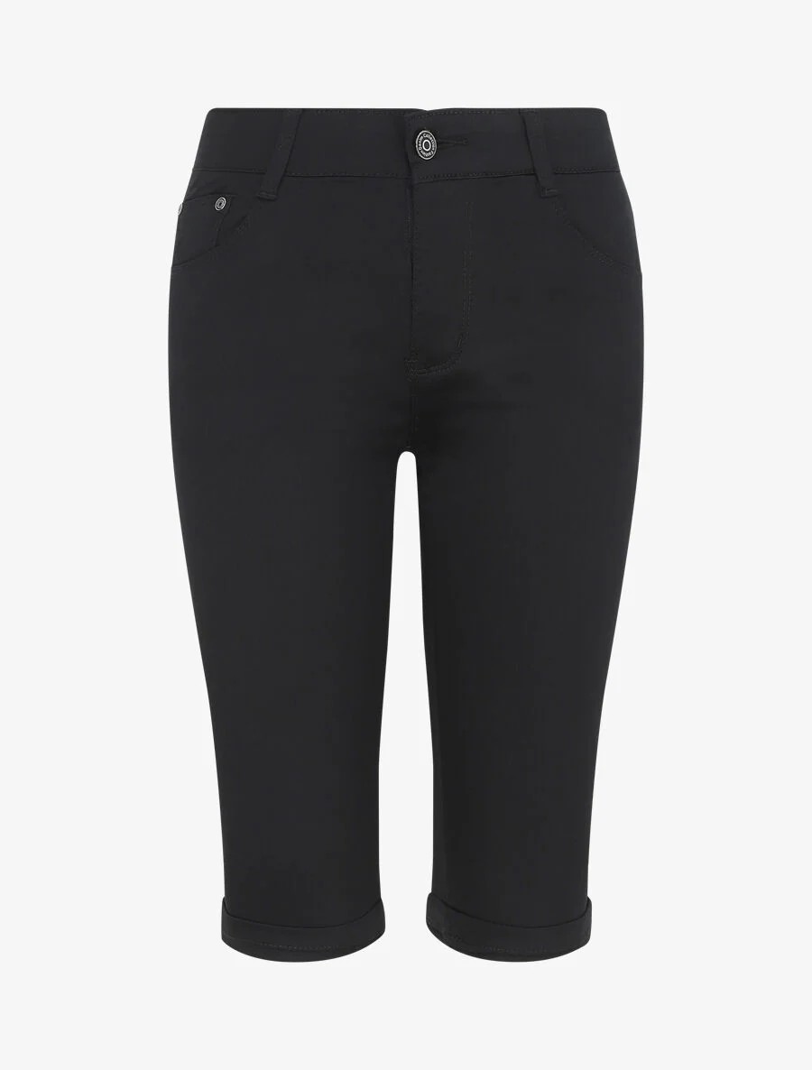 Effen rechte denim bermuda shorts - zwart