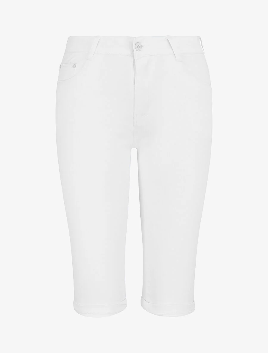 Effen rechte denim bermuda shorts - wit