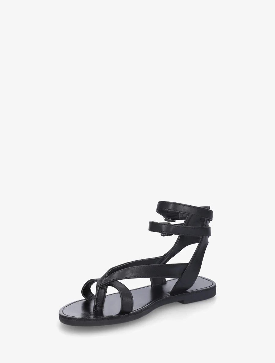 Effen sandalen van imitatieleer met dubbele gespen - Zwart - Image 3