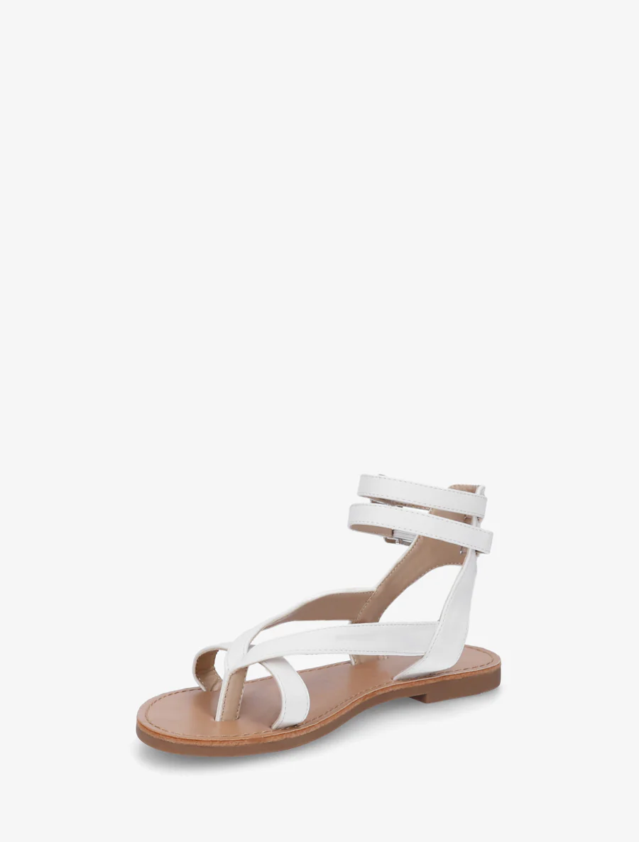 Effen sandalen van imitatieleer met dubbele gespen - Wit - Image 3