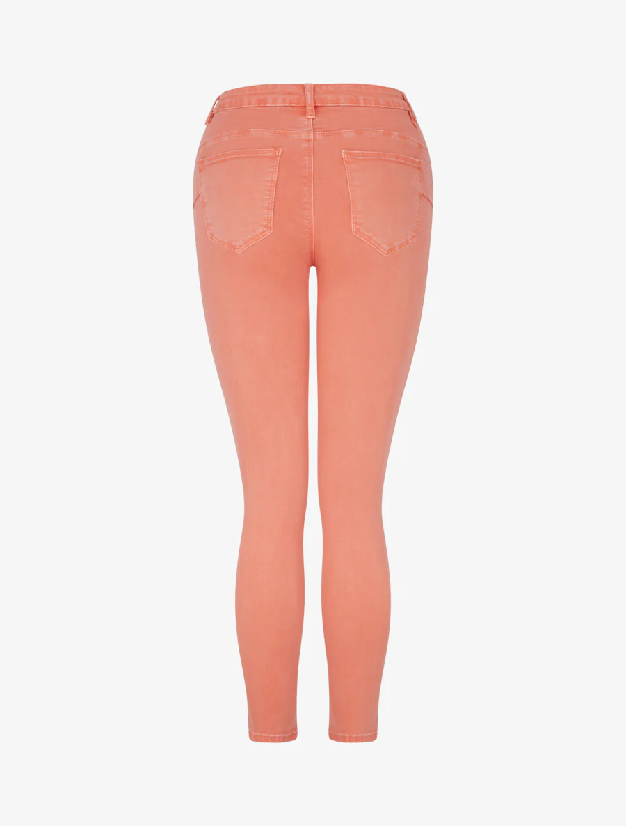 Effen skinny jeans met normale taille - Koraal - Image 2