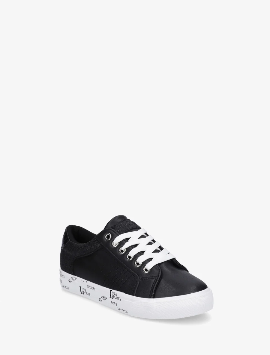 Effen sneakers met een flockzool - Zwart - Image 2