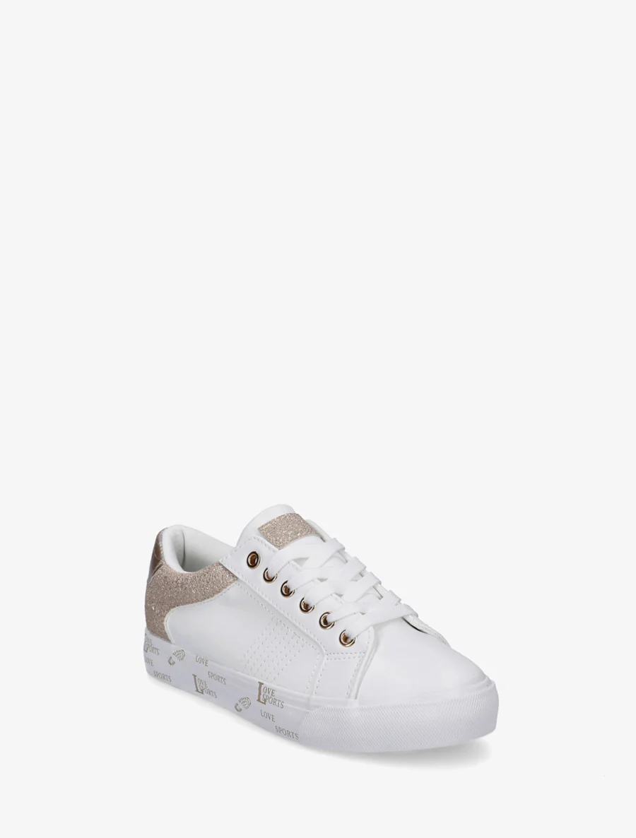 Effen sneakers met een flockzool - Goud - Image 2