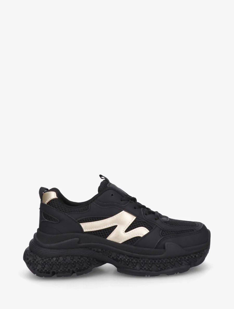 Effen sneakers met een gestructureerde zool - Zwart