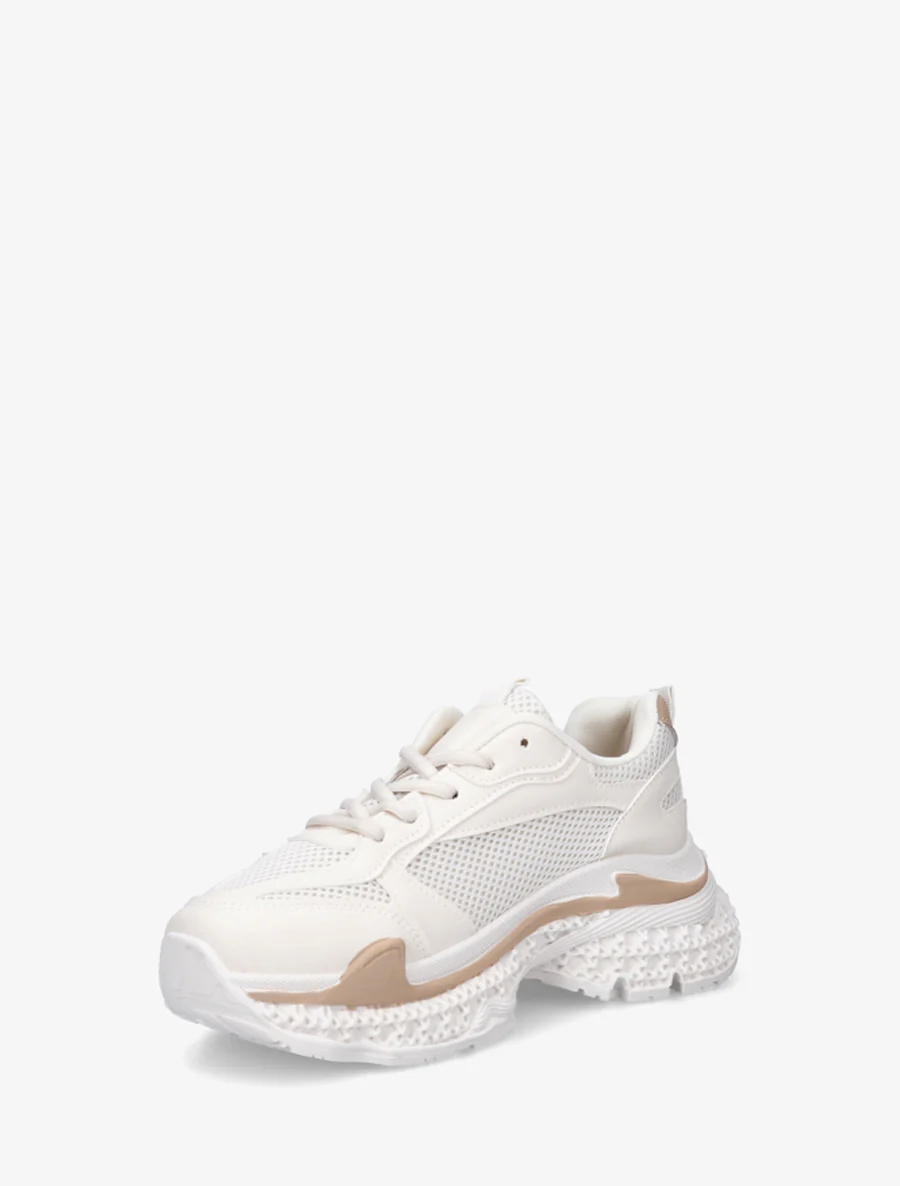 Effen sneakers met een gestructureerde zool - Beige - Image 3