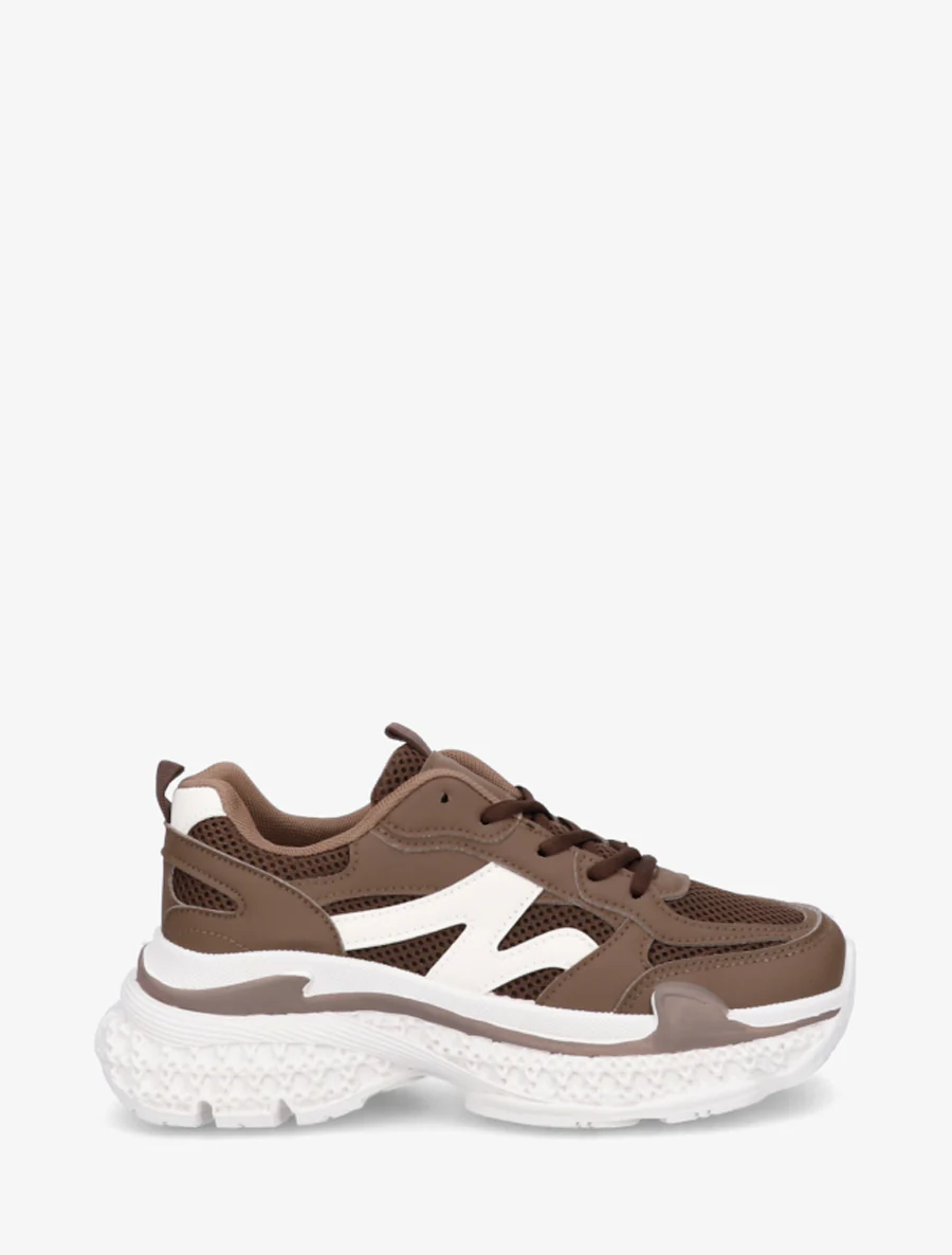 Effen sneakers met een gestructureerde zool - Bruin