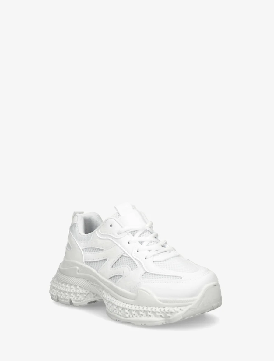 Effen sneakers met een gestructureerde zool - Wit - Image 2