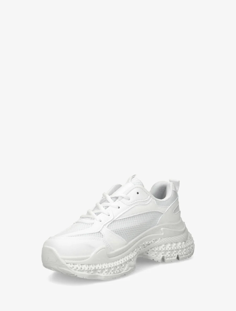 Effen sneakers met een gestructureerde zool - Wit - Image 3