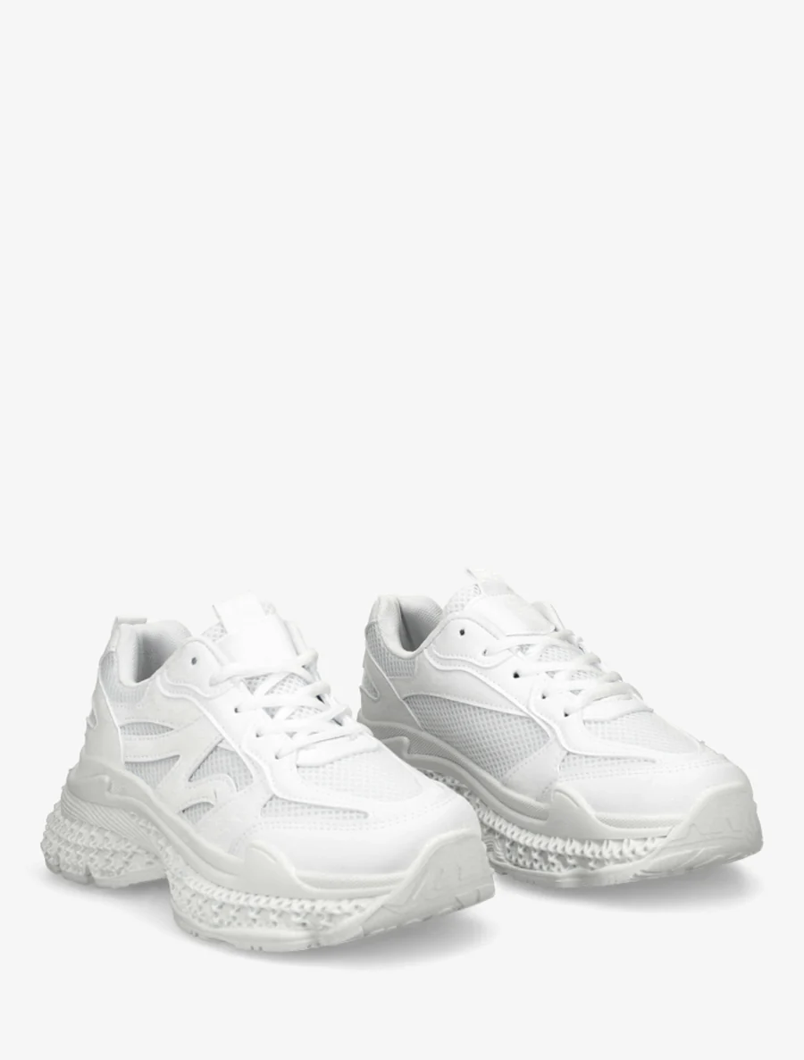 Effen sneakers met een gestructureerde zool - Wit - Image 4