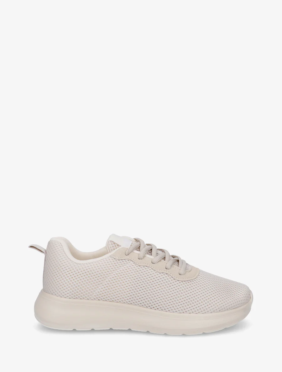Effen sneakers van mesh - Beige