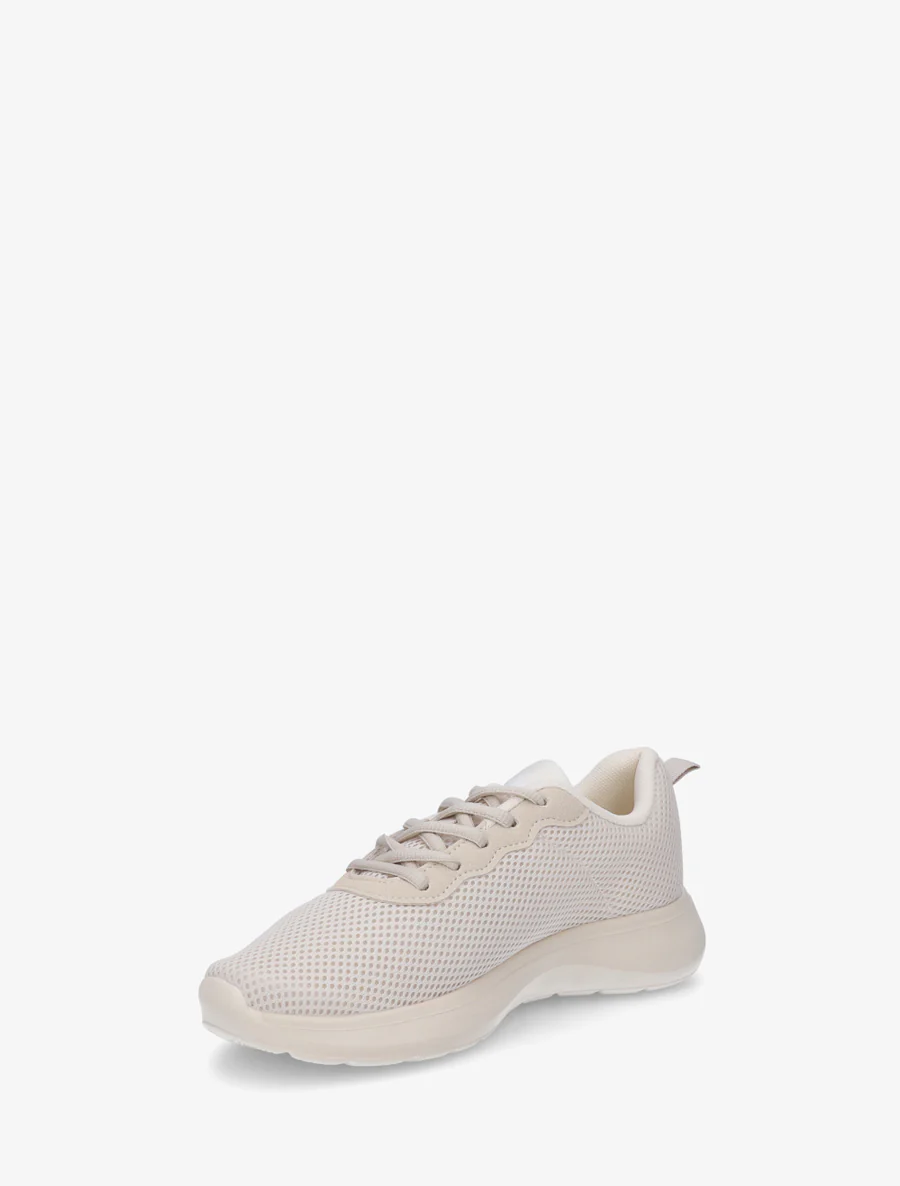 Effen sneakers van mesh - Beige - Image 3