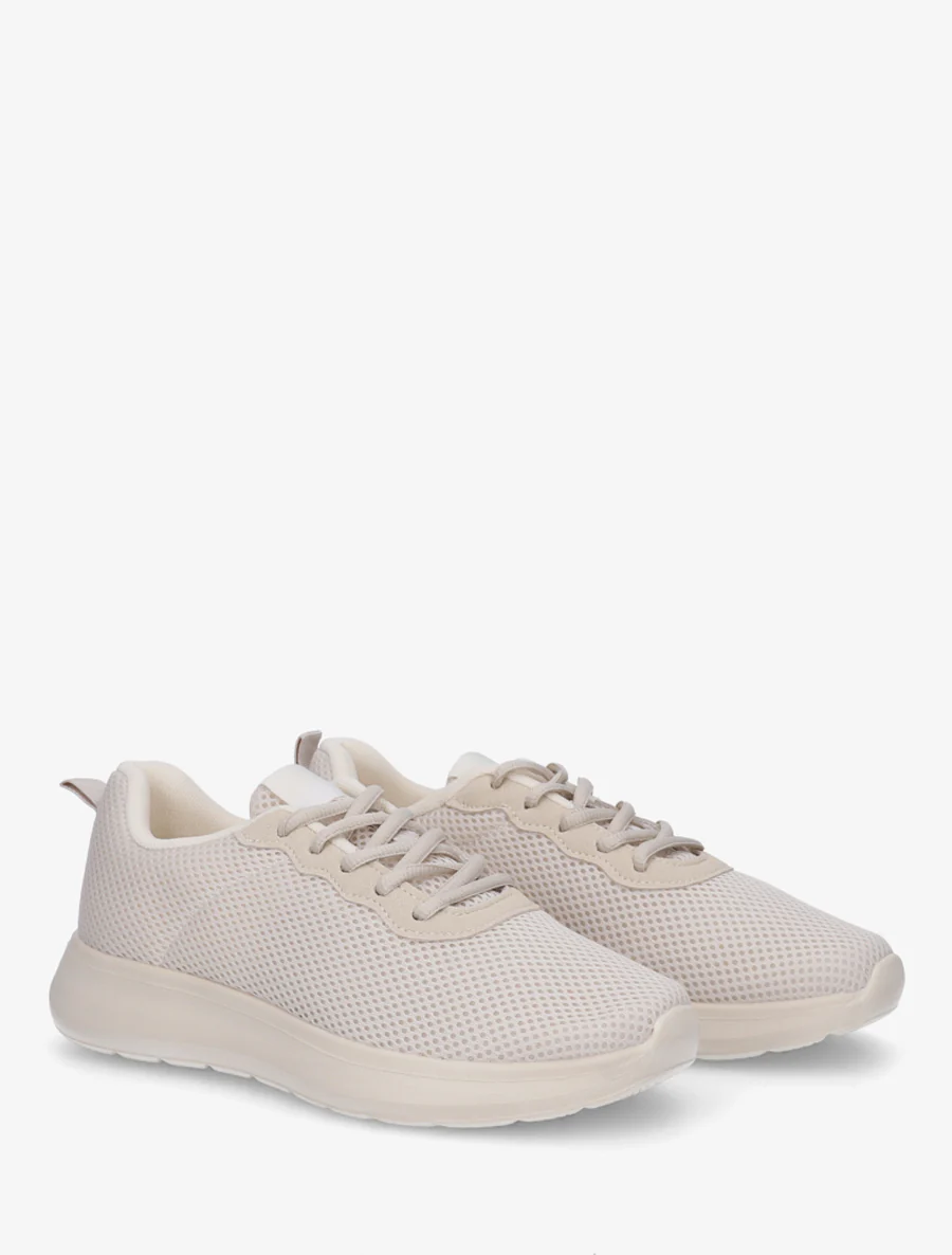 Effen sneakers van mesh - Beige - Image 4