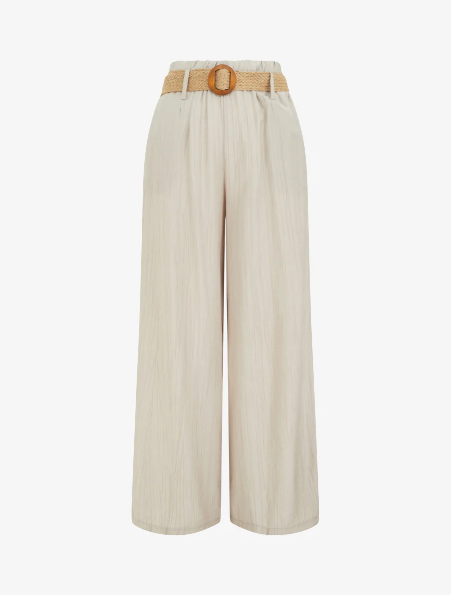 Effen soepele broek met elastische tailleband - Mol