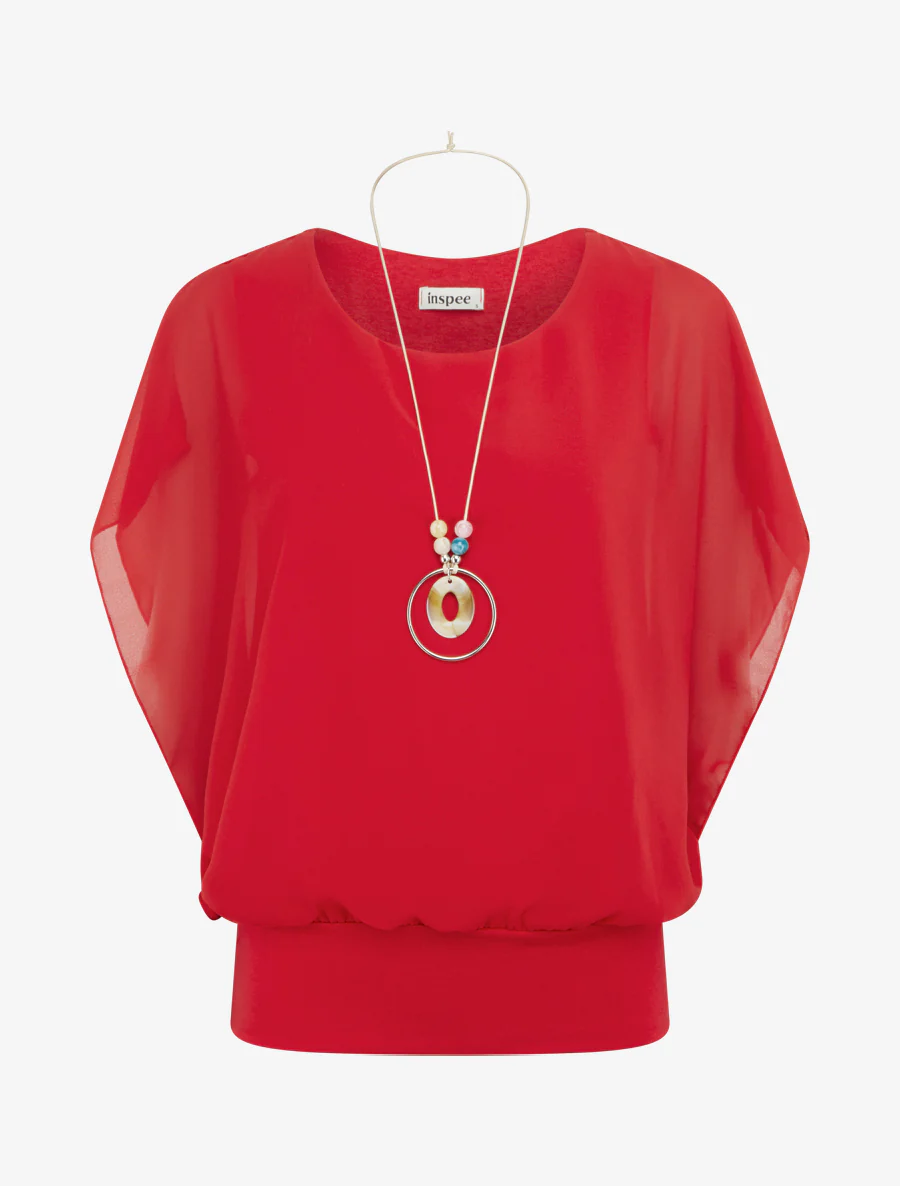 Effen top met korte mouwen - Rood