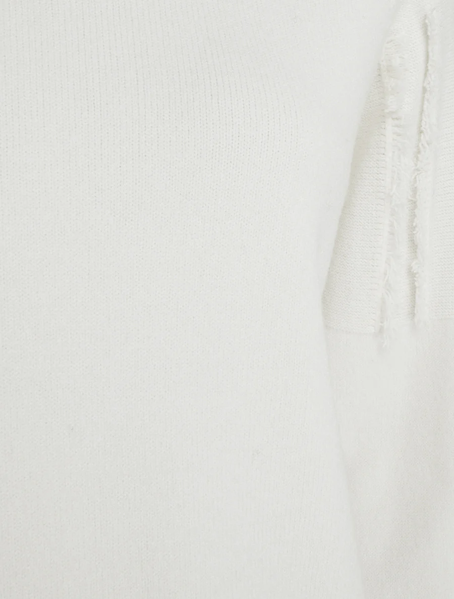 Effen trui met rafeldetail - Ecru - Image 3