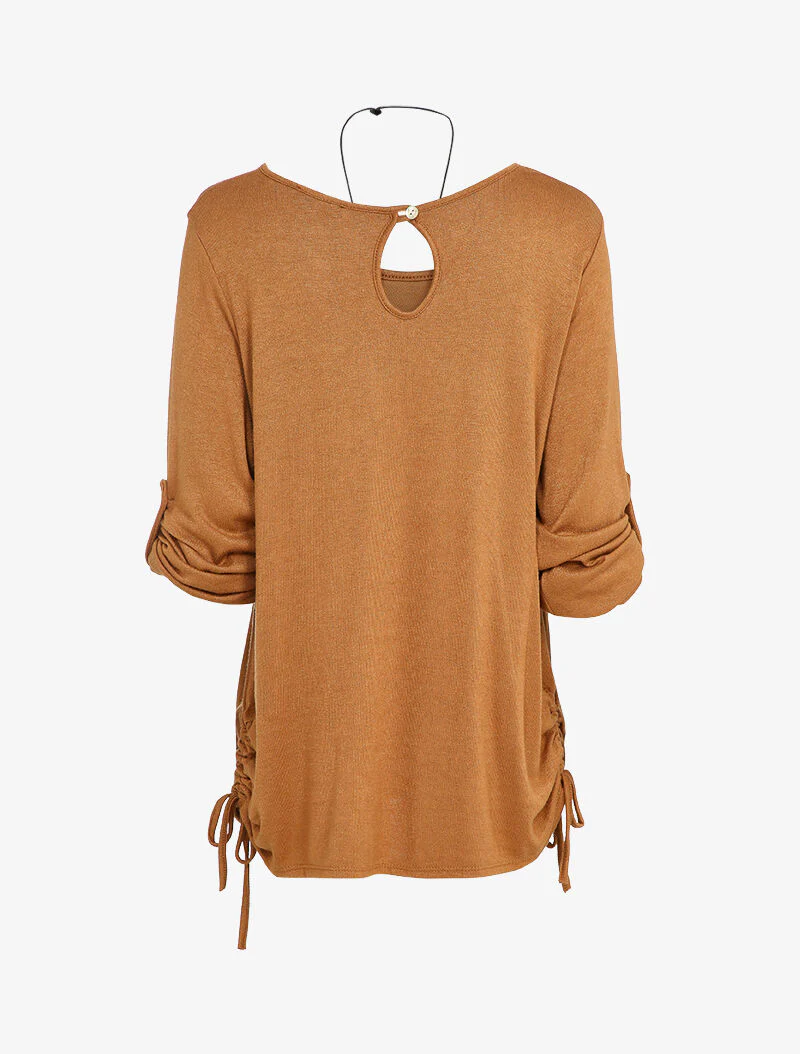 Effen tuniek met trekkoorden - Camel - Image 2