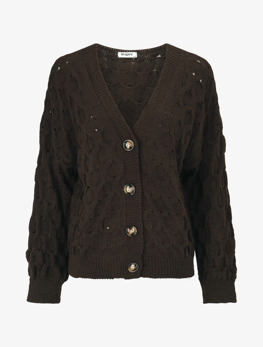 Effen vest met knopen - Bruin