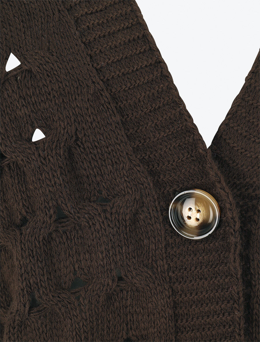 Effen vest met knopen - Bruin - Image 3