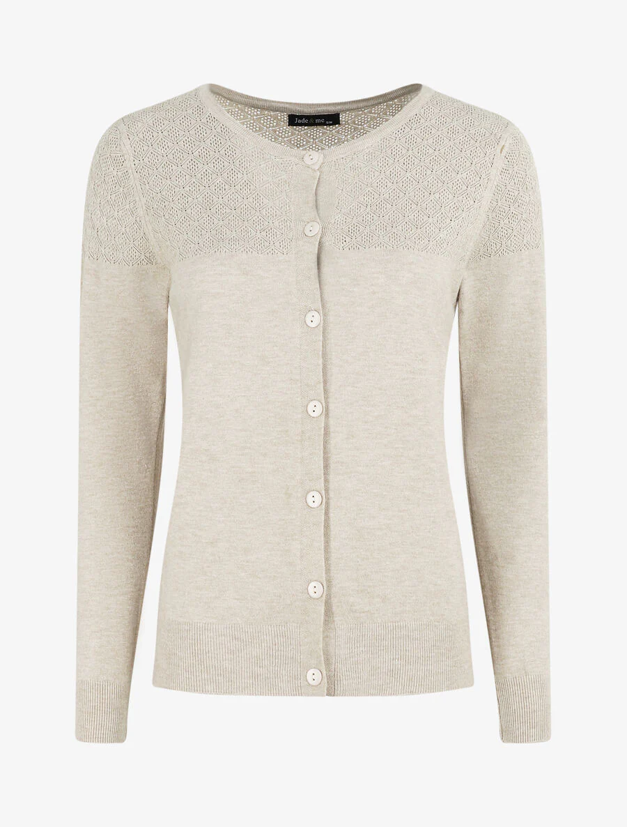 Effen vest met lange mouwen - beige