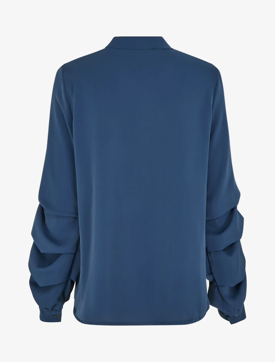 Effen vloeiende blouse met gestileerde mouwen - Marine - Image 2