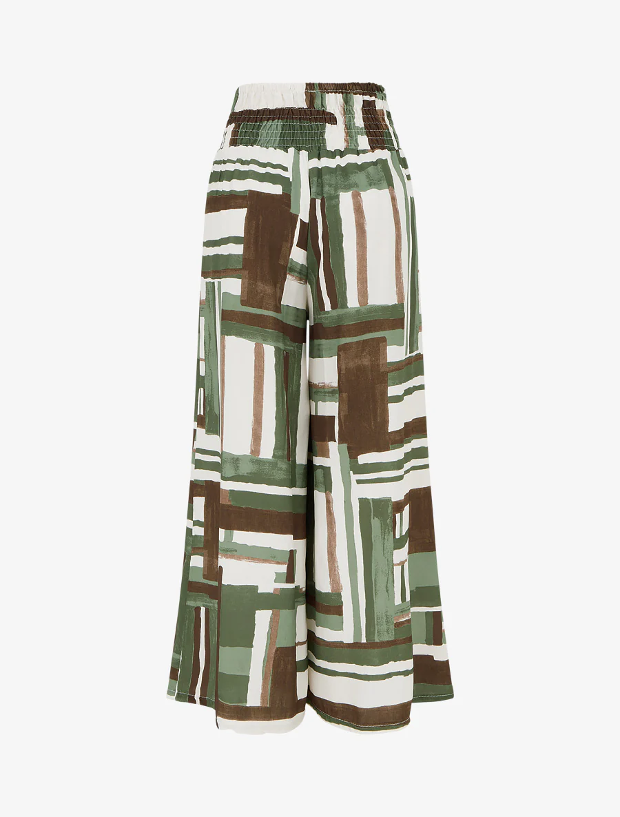 Elastische broek met abstracte print - Kaki - Image 2