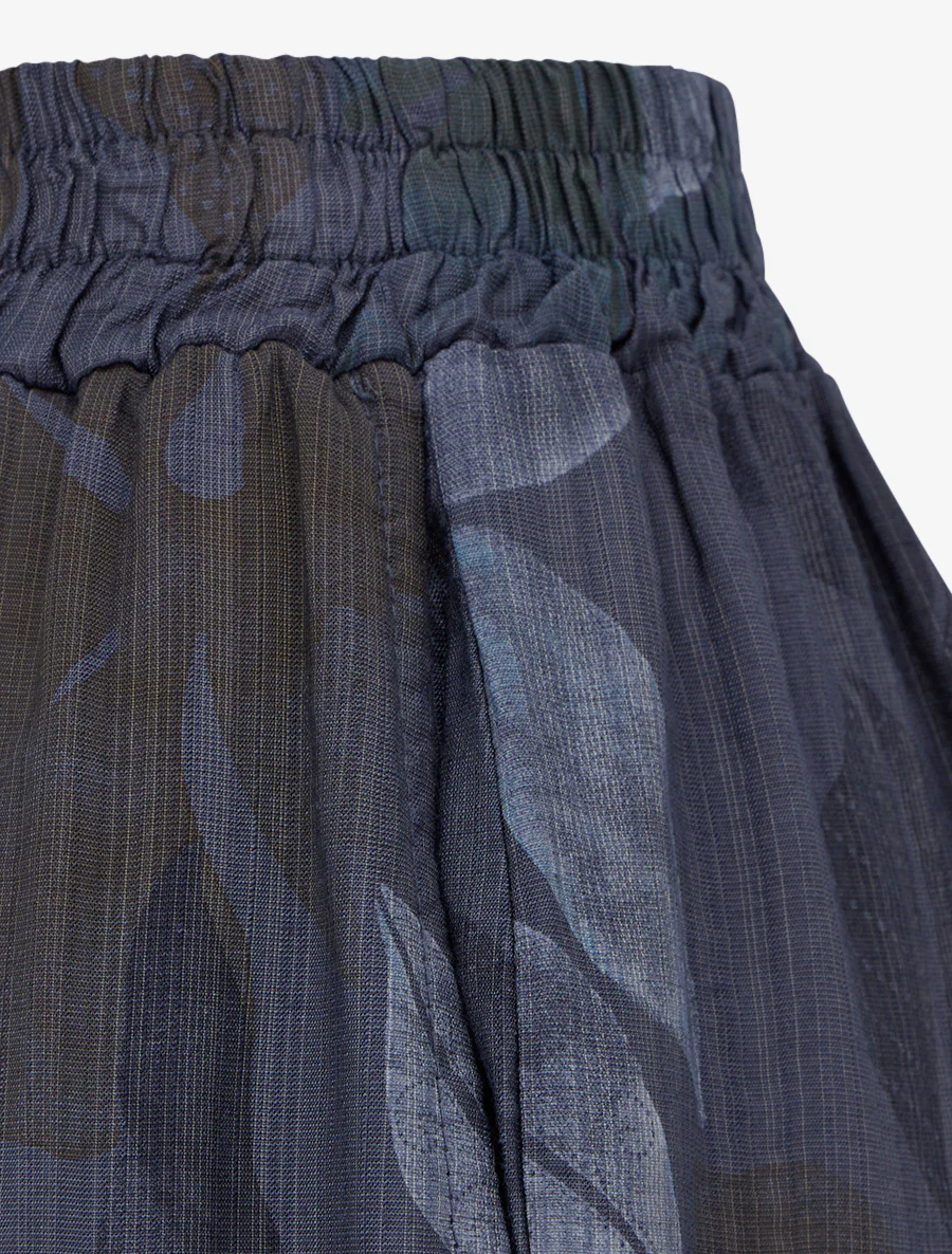 Elastische broek met bladprint - Marine - Image 3