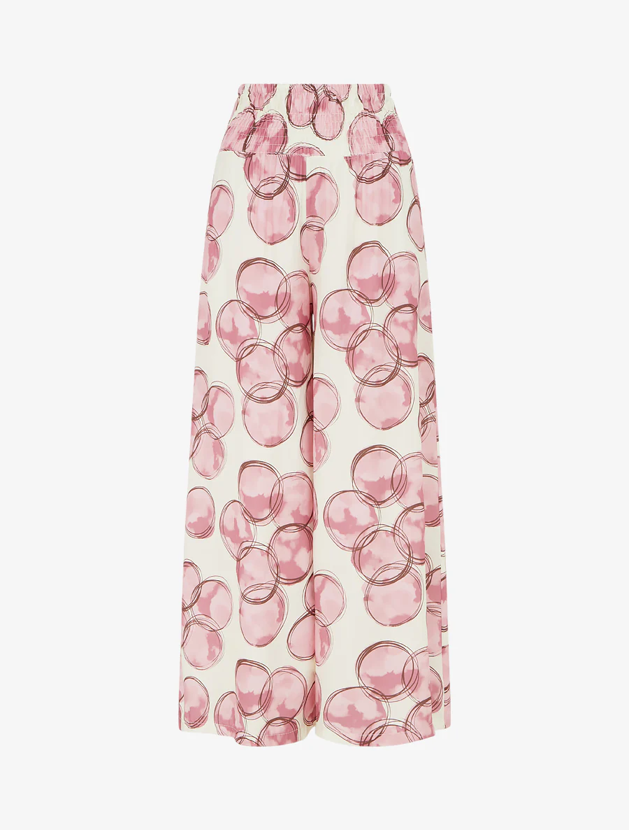 Elastische broek met cirkelprint - Roos
