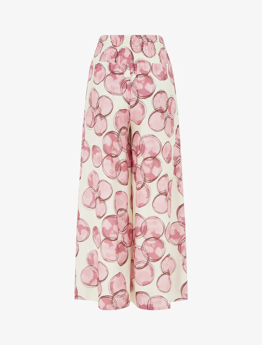 Elastische broek met cirkelprint - Roos - Image 2