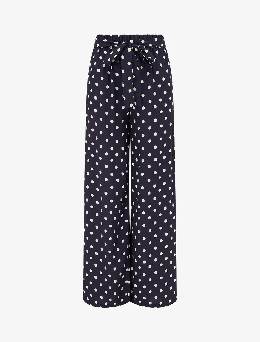 Elastische broek met stippen - Nachtblauw