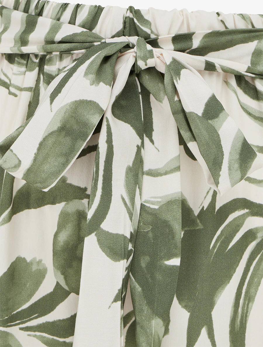 Elastische broek met tropische print - Kaki - Image 3
