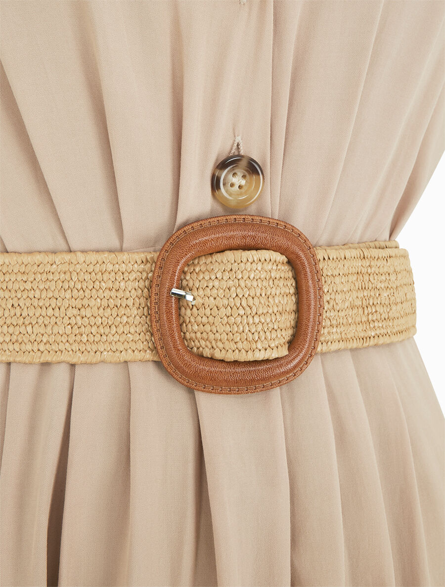 Elastische effen lange jurk - Beige - Image 3