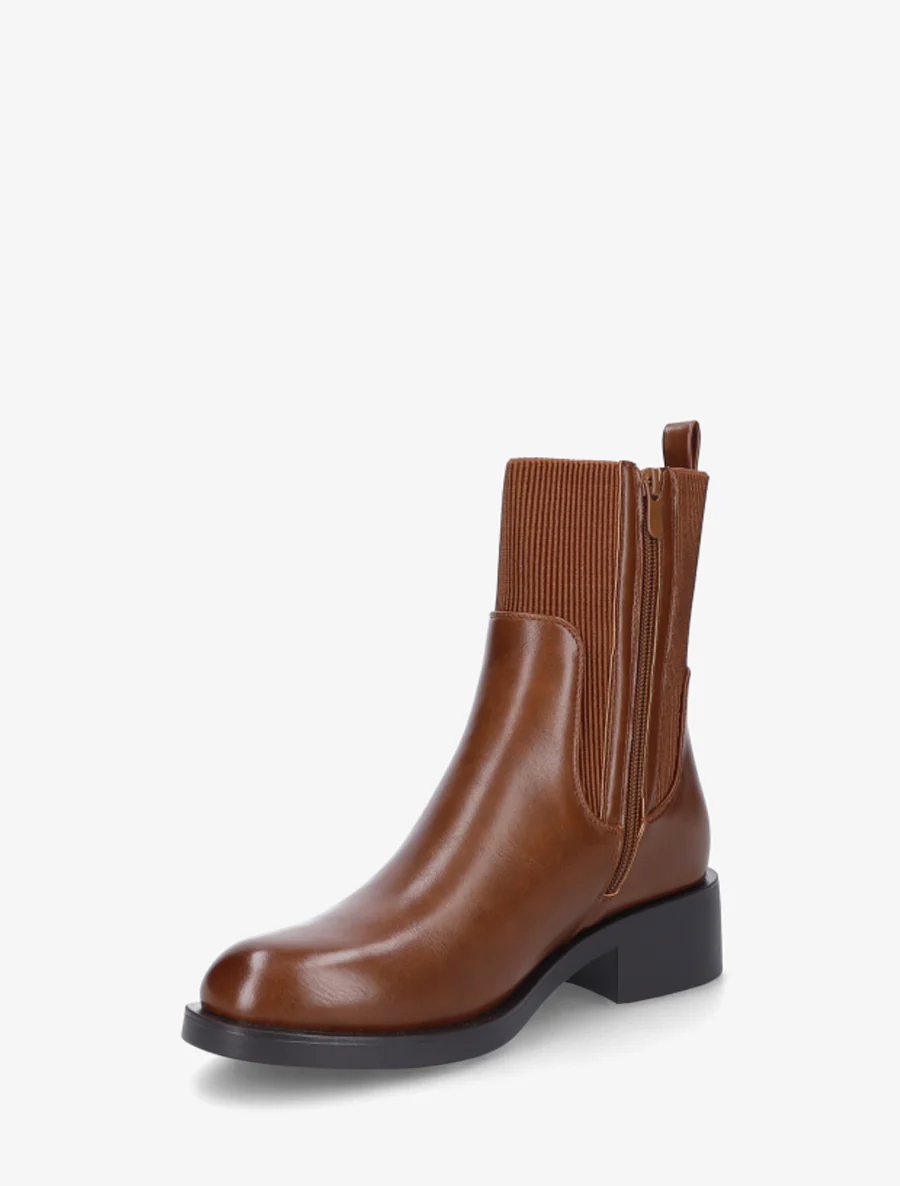 Elastische enkellaarsjes van imitatieleer - Kameel - Image 3