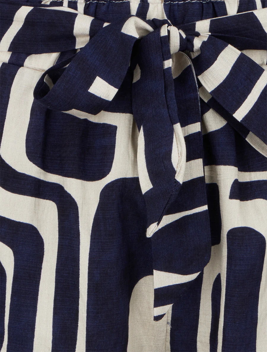 Elastische korte broek met fantasieprint - donkerblauw - Image 3