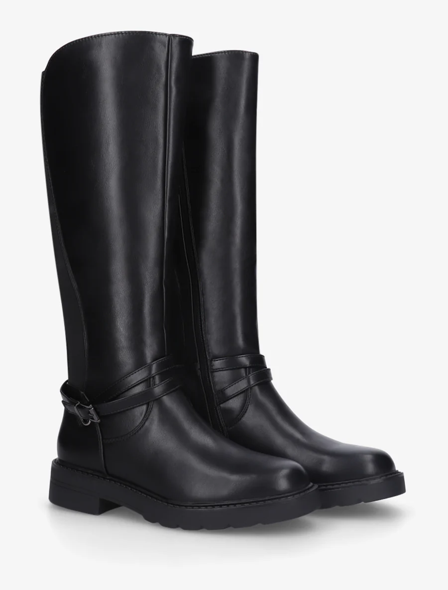 Elastische rijlaarzen met riem - Zwart - Image 4