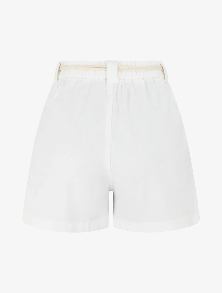 Elastische short met linnen-effect - wit - Image 2