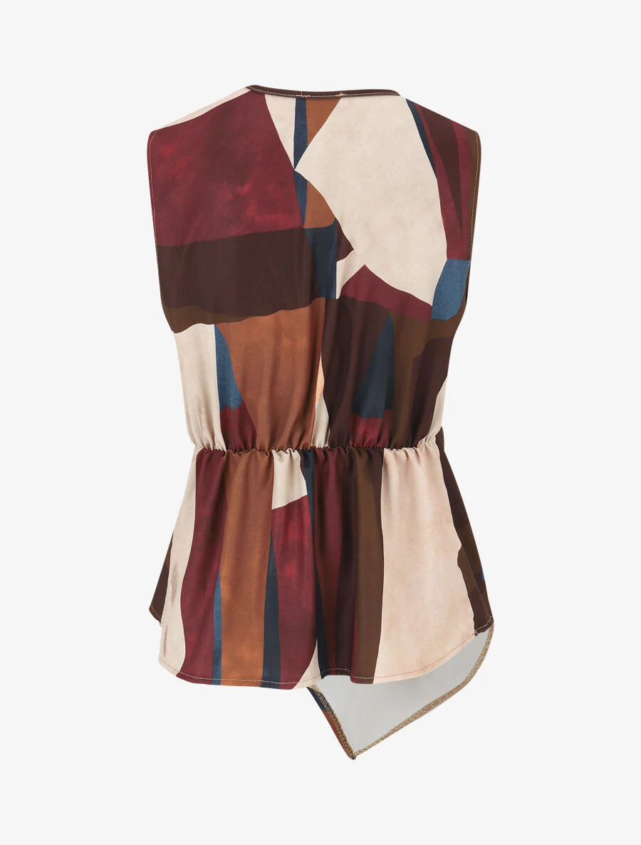 Elastische top met abstracte print - bordeaux - Image 2