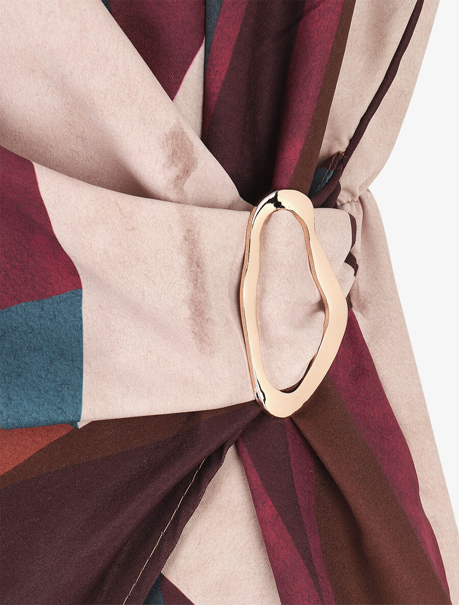 Elastische top met abstracte print - bordeaux - Image 3