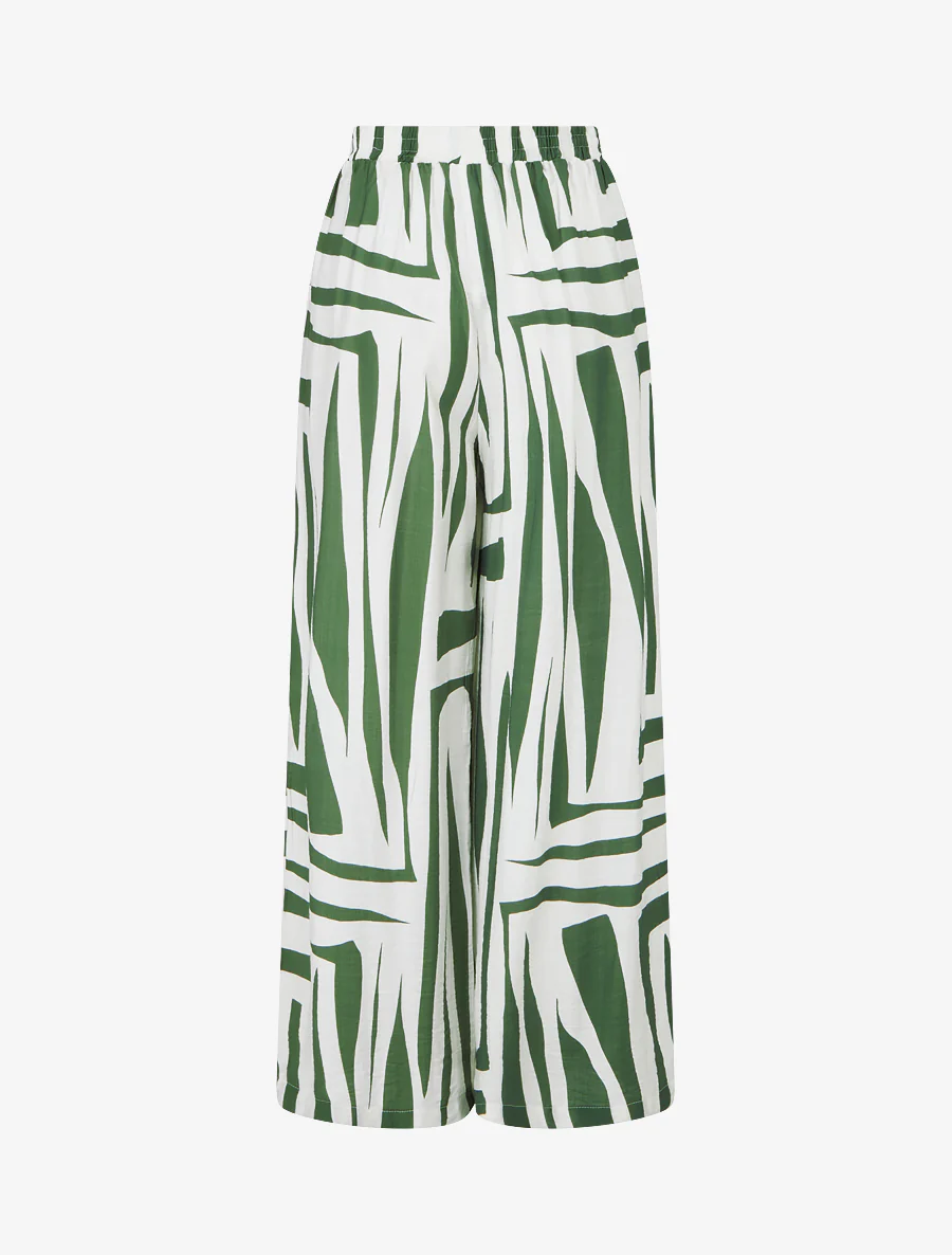 Elastische wijde broek met grafische print - Kaki - Image 2