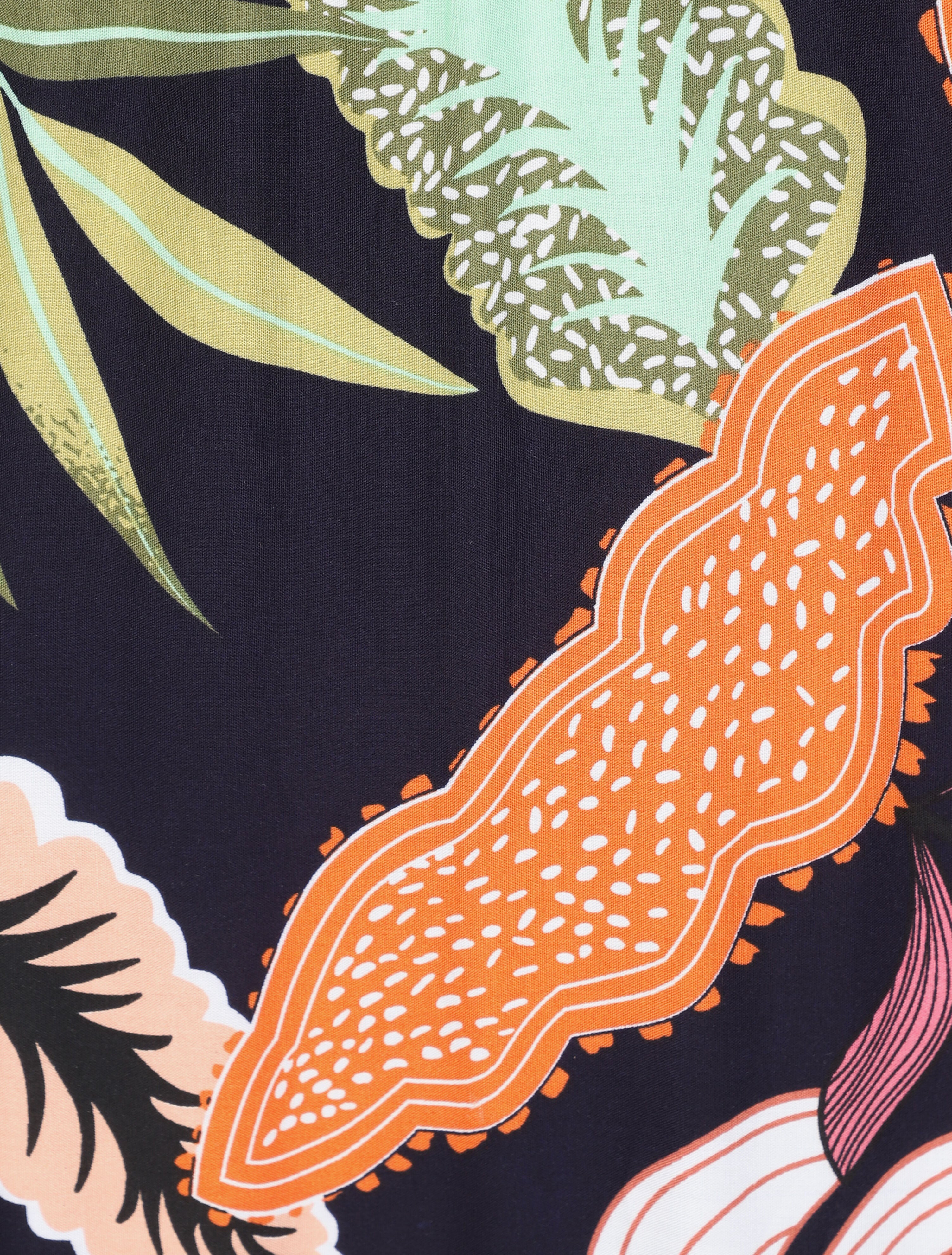 Empire lange jurk met tropische plantenprint en schouderbandjes - Marine - Image 3