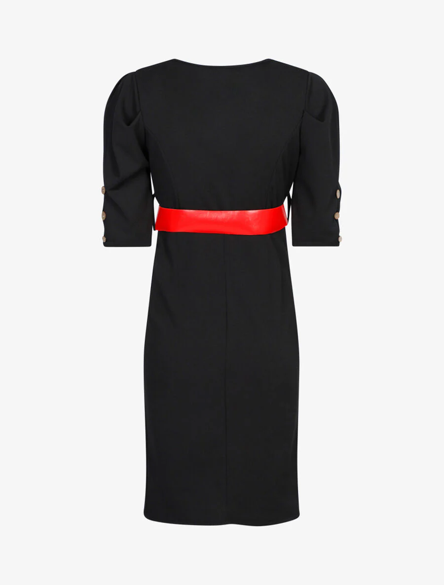 Empire-taille jurk met ceintuur - Zwart - Image 2