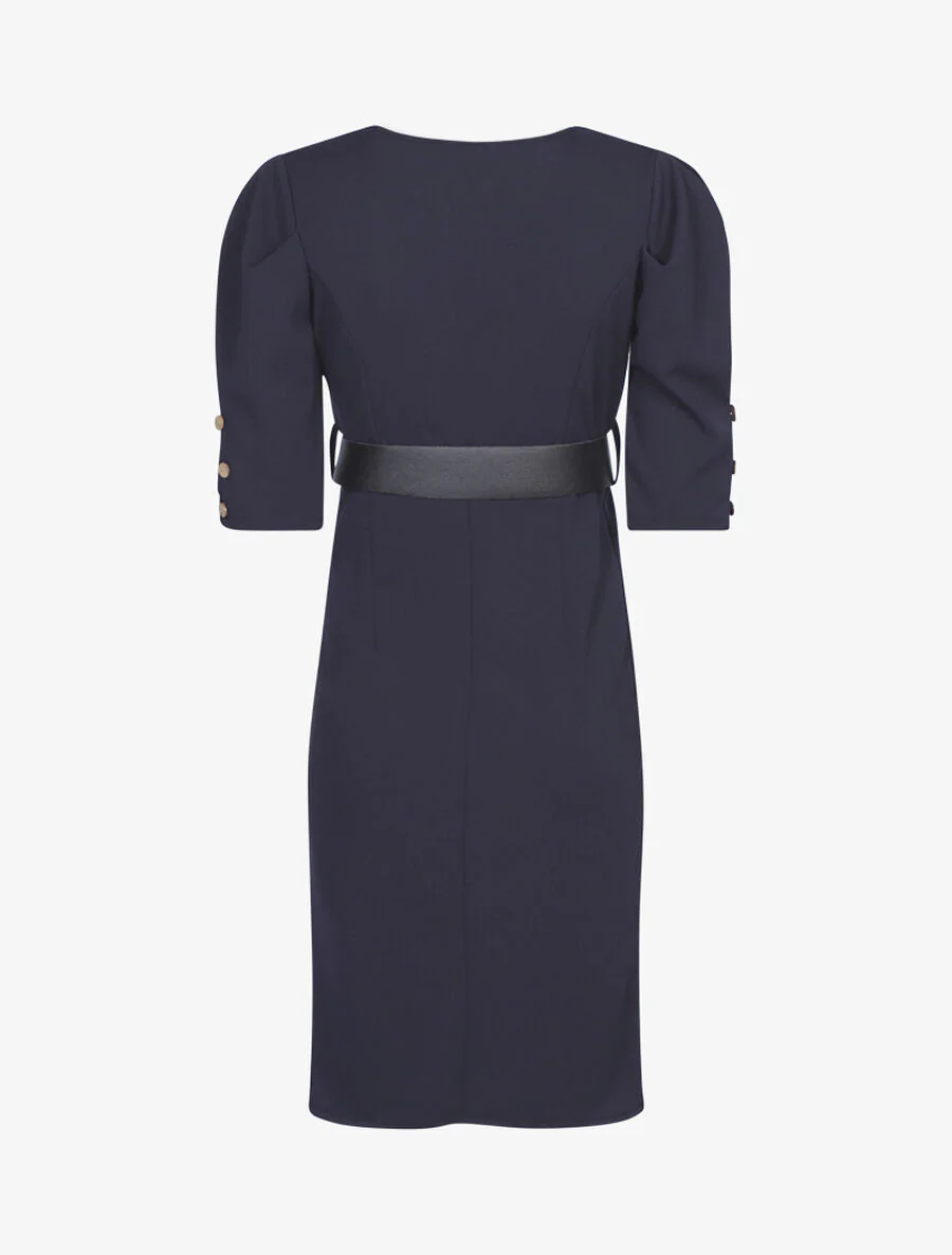 Empire-taille jurk met ceintuur - Marine - Image 2